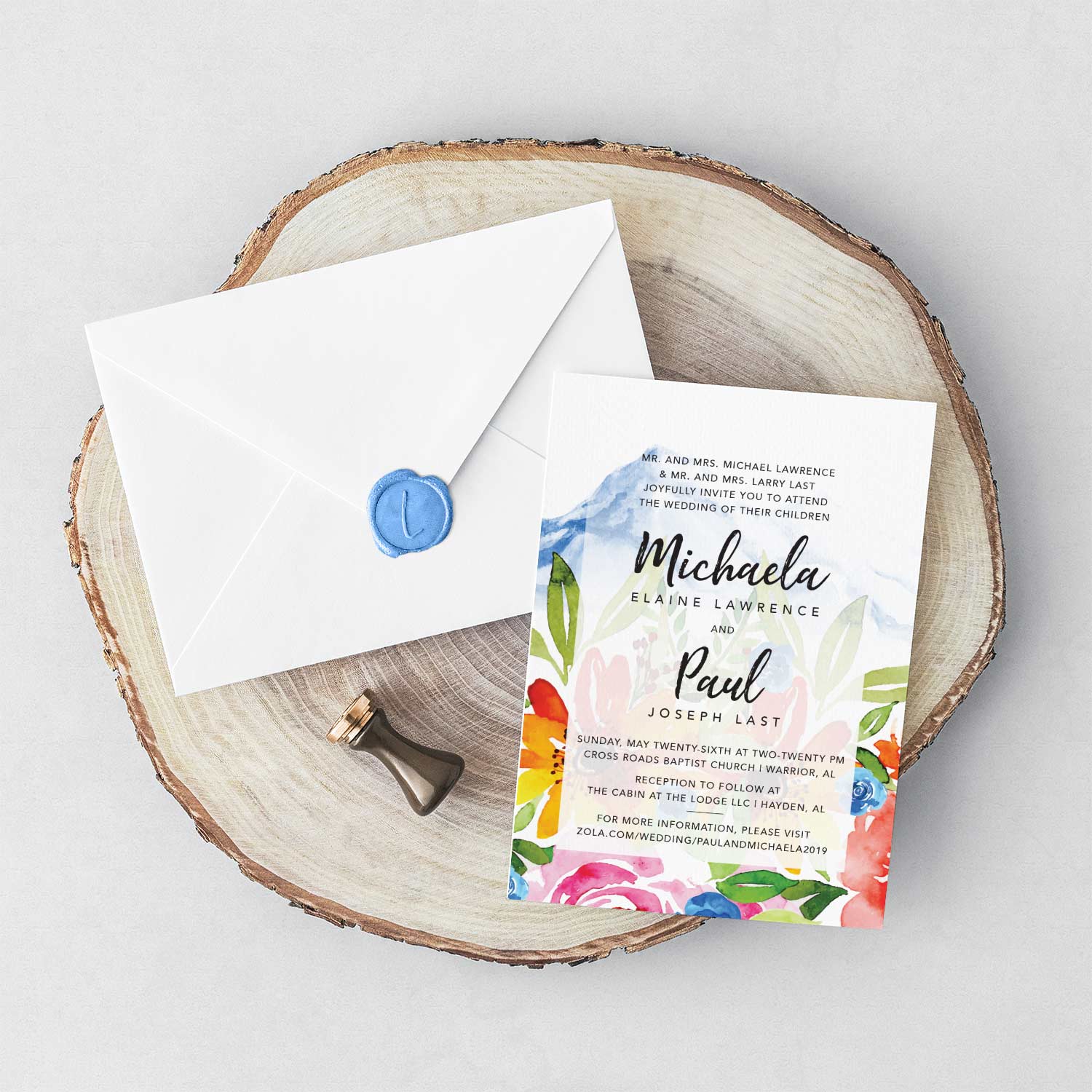 Michaela and Paul Last's wedding invitation